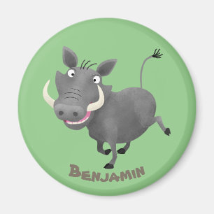 Funny african warthog pig cartoon illustration magnet