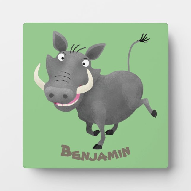 Funny african warthog pig cartoon illustration plaque (Front)