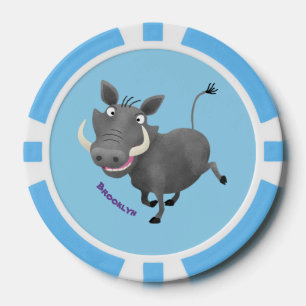 Funny african warthog pig cartoon illustration poker chips