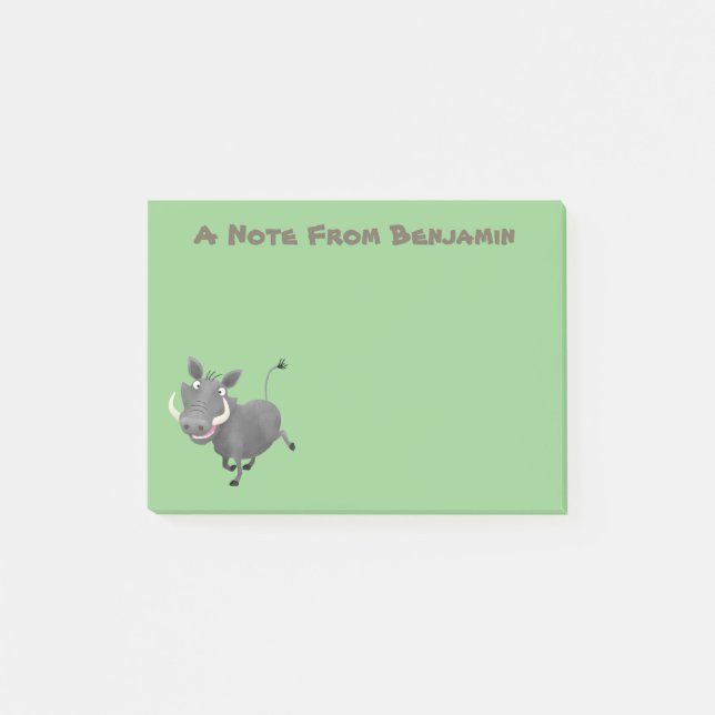 Funny african warthog pig cartoon illustration post-it notes (Front)