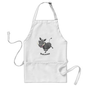 Funny african warthog pig cartoon illustration standard apron