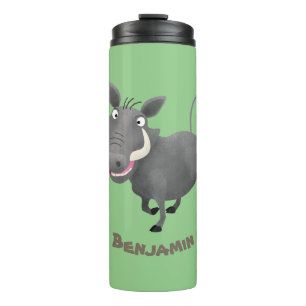 Funny african warthog pig cartoon illustration thermal tumbler