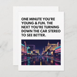 Funny Aging Birthday Card Turning Stereo Down