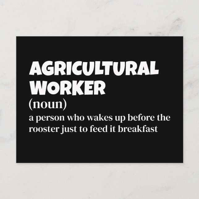 Funny Agricultural Worker Definition Holiday Postcard (Front)