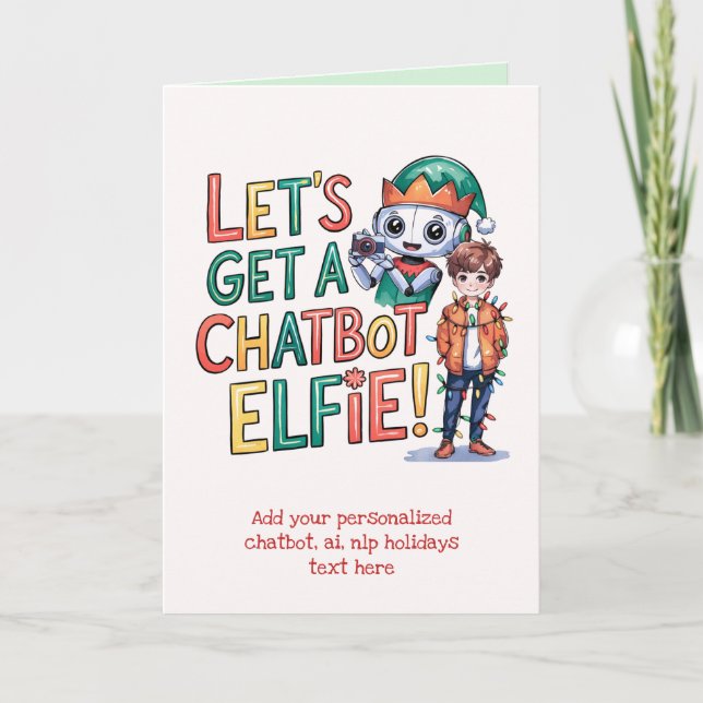 Funny Ai Chatbot Elf Greeting Card Corporate (Front)