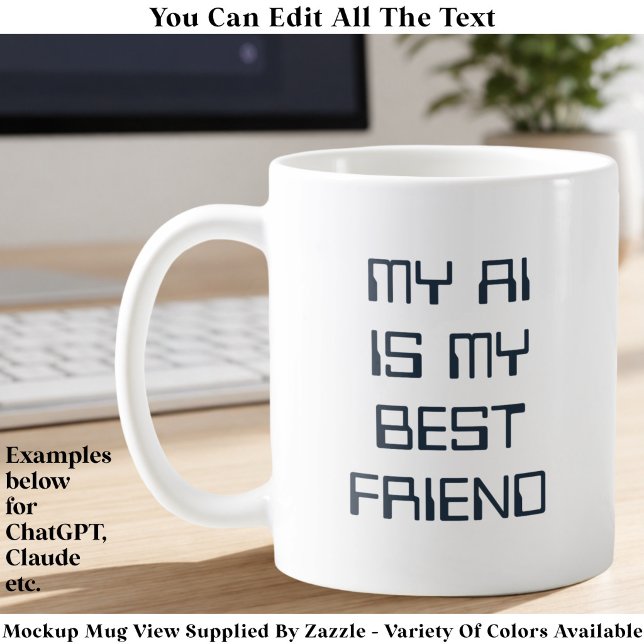 Funny AI/Chatbot Geeky Tech Enthusiast Custom Navy Coffee Mug (Creator Uploaded)