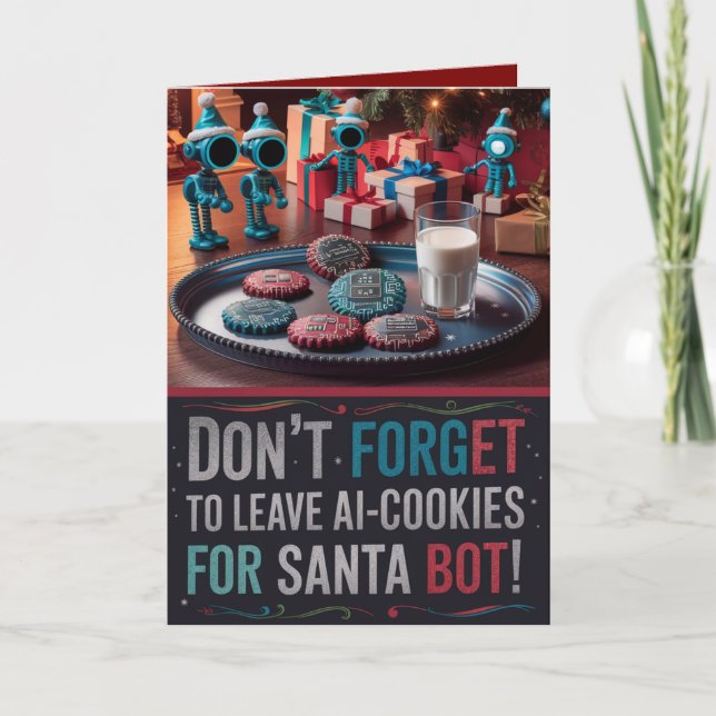 Funny Ai Chatbot Santa Greeting Card Corporate (Front)