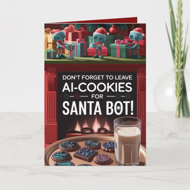 Funny Ai Chatbot Santa Greeting Card Corporate (Front)