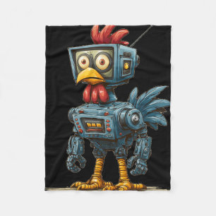 Funny Ai Chicken Costume With Tv For Robots Lovers Fleece Blanket