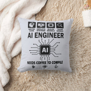 Funny AI Engineer Coding Programmer Developer Tech Cushion