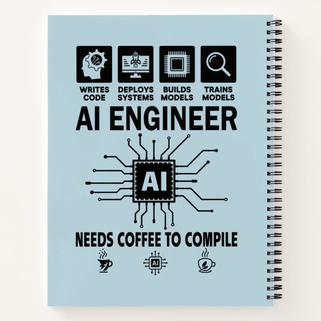 Funny AI Engineer Coding Programmer Developer Tech Notebook (Back)