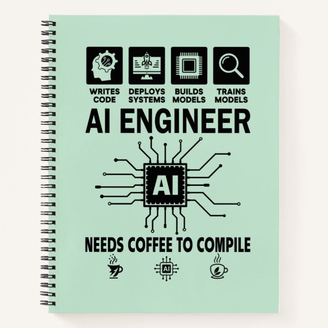Funny AI Engineer Coding Programmer Developer Tech Notebook (Front)