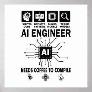 Funny AI Engineer Coding Programmer Developer Tech Poster