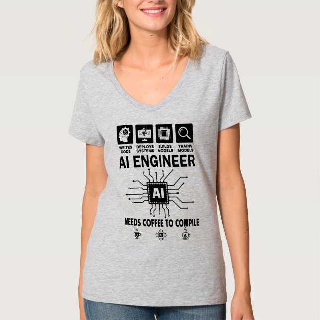 Funny AI Engineer Coding Programmer Developer Tech T-Shirt (Front)