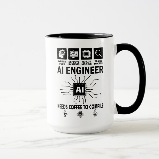 Funny AI Engineer Lover Needs Coffee To Compile Mug (Right)