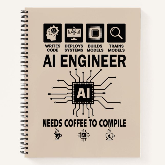 Funny AI Engineer Lover Needs Coffee To Compile Notebook (Front)