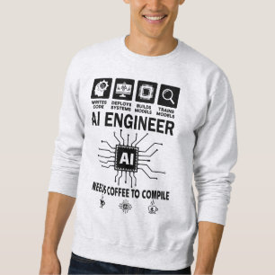 Funny AI Engineer Lover Needs Coffee To Compile Sweatshirt