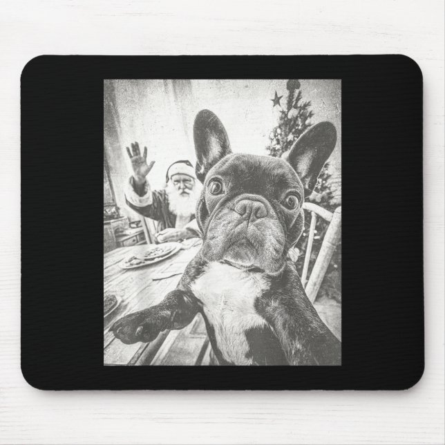 Funny Ai French Bulldog Selfie With Santa Claus Ch Mouse Pad (Front)