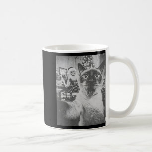 Funny Ai Siamese Cat Selfie With Santa Claus Chris Coffee Mug