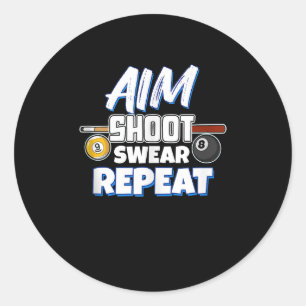 Funny Aim Pool Player Gift Billiard Balls Classic Round Sticker