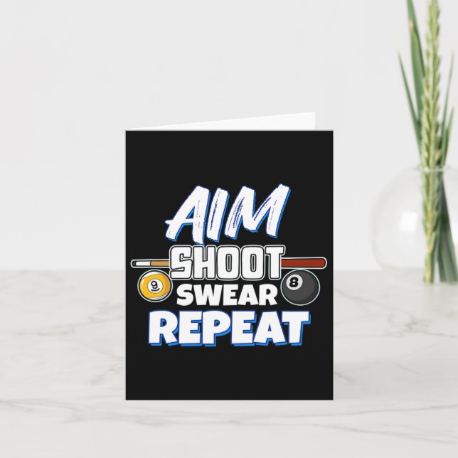 Funny Aim Pool Player Gift Billiard  Card (Front)