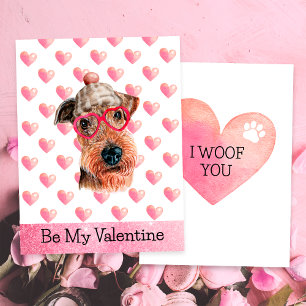 Funny Airedale I Woof You Dog Valentine's Day Holiday Card