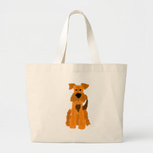 Funny Airedale Terrier Dog Art Large Tote Bag