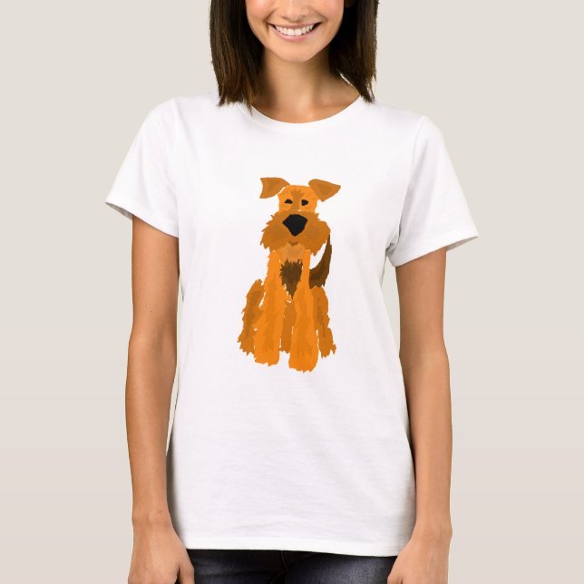 Funny Airedale Terrier Dog Art T-Shirt (Front)