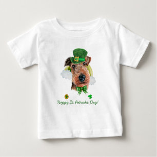 Funny Airedale Terrier Gold St. Patricks Day Baby T-Shirt