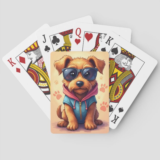 Funny Airedale Terrier Kawaii Dog Playing Cards (Back)