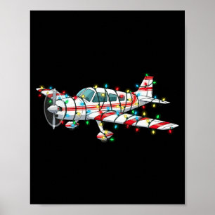 Funny Airplane Christmas Graphics Lights Lover Lon Poster