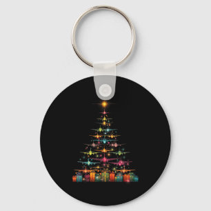 Funny Airplanes Christmas Tree Graphic Air Planes Key Ring