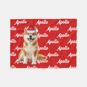 Funny Akita Dog Name Patterned Christmas Fleece Blanket