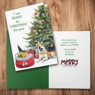 Funny Akita Dog Ready for Christmas Holiday Card