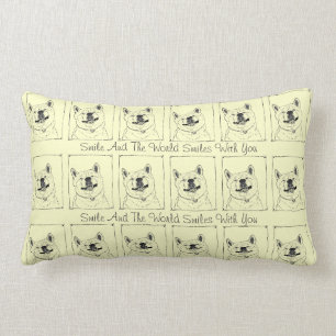 funny akita dog smiling watercolor art creamdesign lumbar cushion