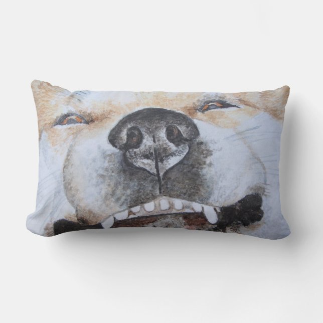 funny akita picture of smiling dog lumbar cushion (Front)