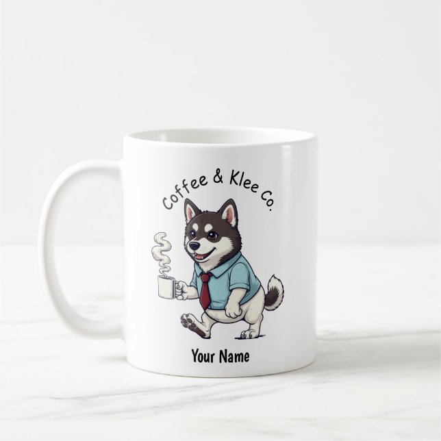 Funny Alaskan Klee Kai  Business Suit Coffee  Mug (Left)