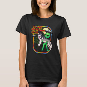 Funny Alaskan Malamute Alien You're Chosen One UFO T-Shirt