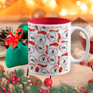 Funny Alaskan Malamute Christmas Pattern Two-Tone Coffee Mug