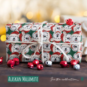 Funny Alaskan Malamute Christmas Pattern Wrapping Paper
