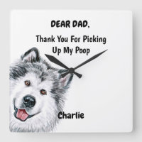 Funny Alaskan Malamute Dad Watercolor Canine Art 