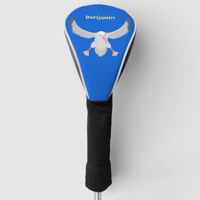 Funny albatross bird flying cartoon personalised golf head cover (Front)