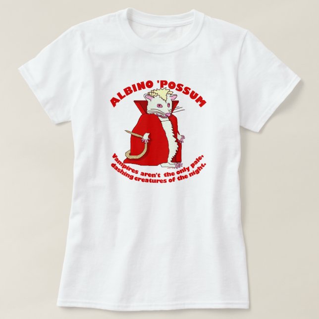 Funny Albino Possum Vampire Animal Humour T-Shirt (Design Front)