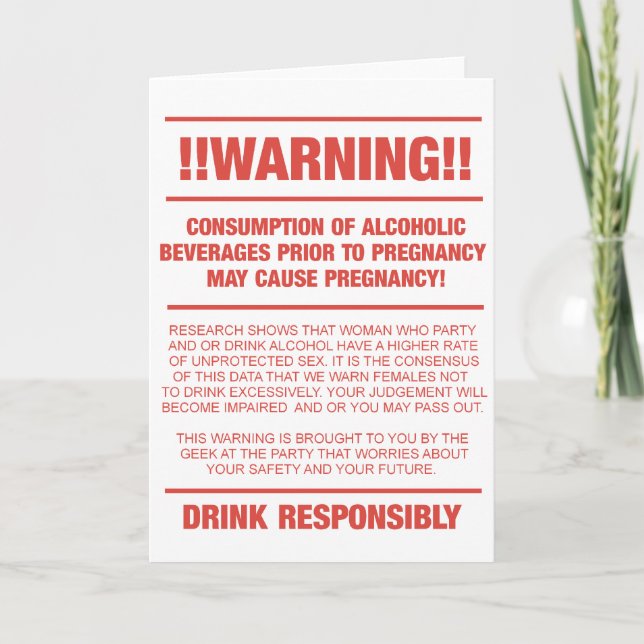 Funny alcohol and pregnancy warning announcement (Front)