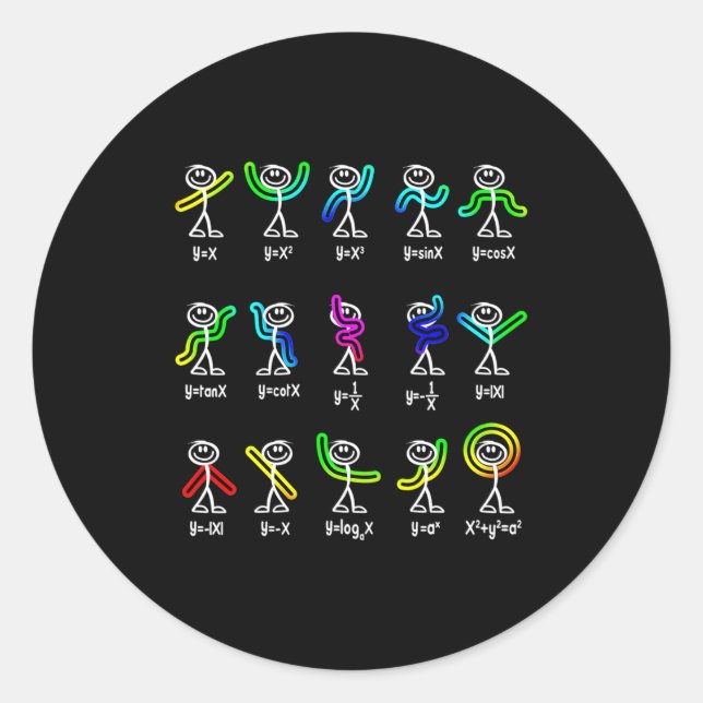 Funny Algebra Dance Function Math Teacher Geek Ner Classic Round Sticker (Front)