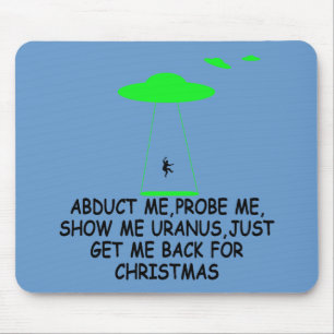 Funny alien abduction mouse pad