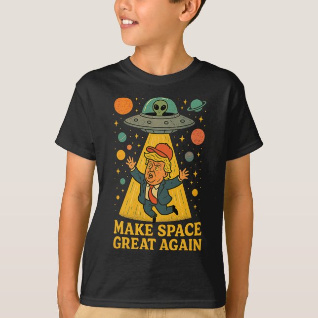 Funny Alien Abduction Trump Ufo Space Humor Tee  (Front)