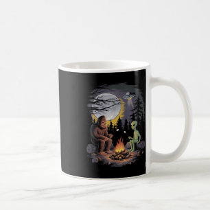 Funny Alien And Bigfoot Hiking Moon Sasquatch Ufo Coffee Mug