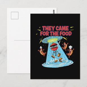 Funny Alien BBQ UFO Abduction Hot Dogs Burgers  Postcard