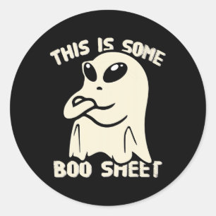 Funny Alien Bull Ghost Halloween This Is Some Boo Classic Round Sticker